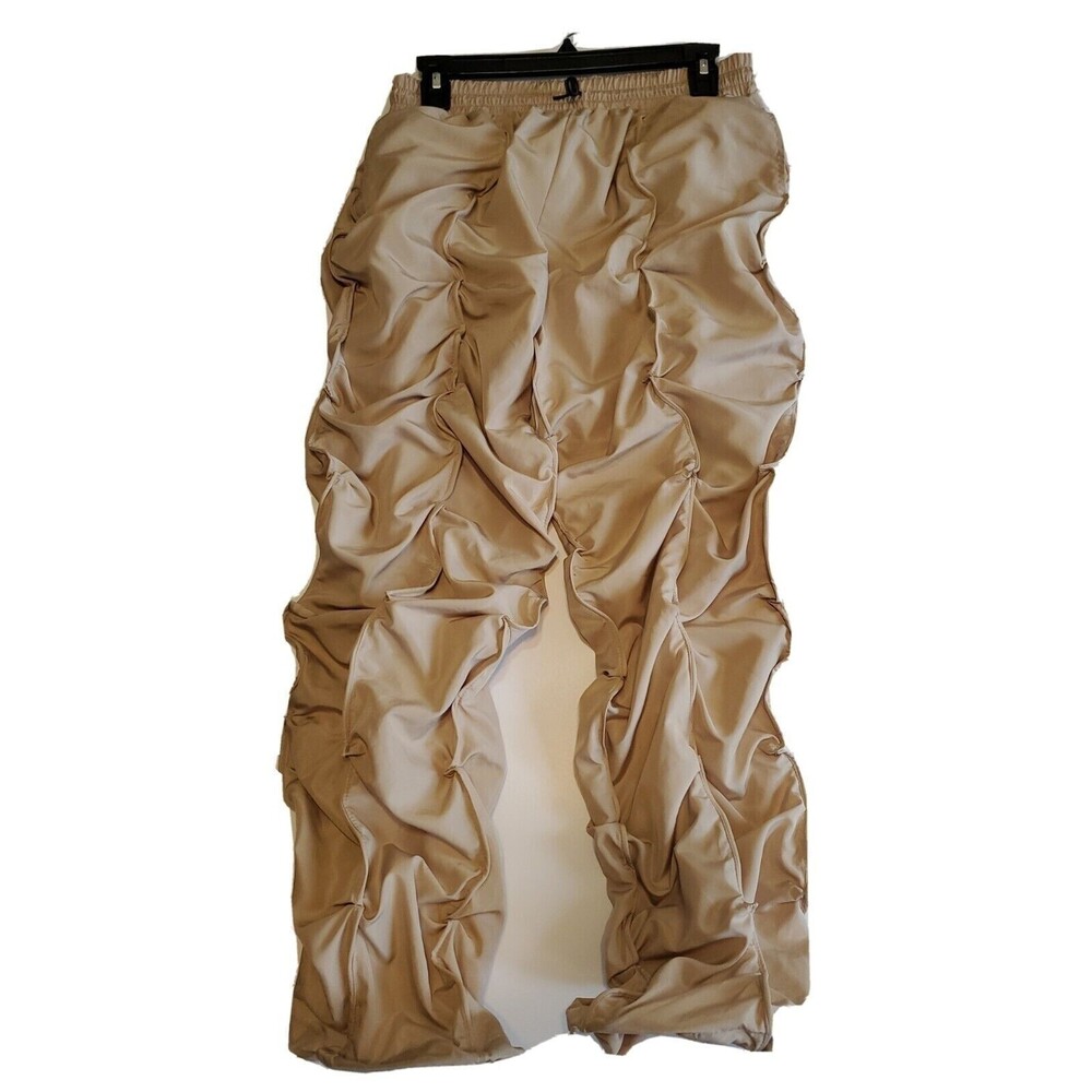 Womens Rouch Pants Large Adjustable Hem Lightweight Tan Womens